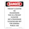Signmission OSHA Danger Sign, 10" Height, Rigid Plastic, Freight Elevator No Passengers, Portrait OS-DS-P-710-V-2243 - alternate 1